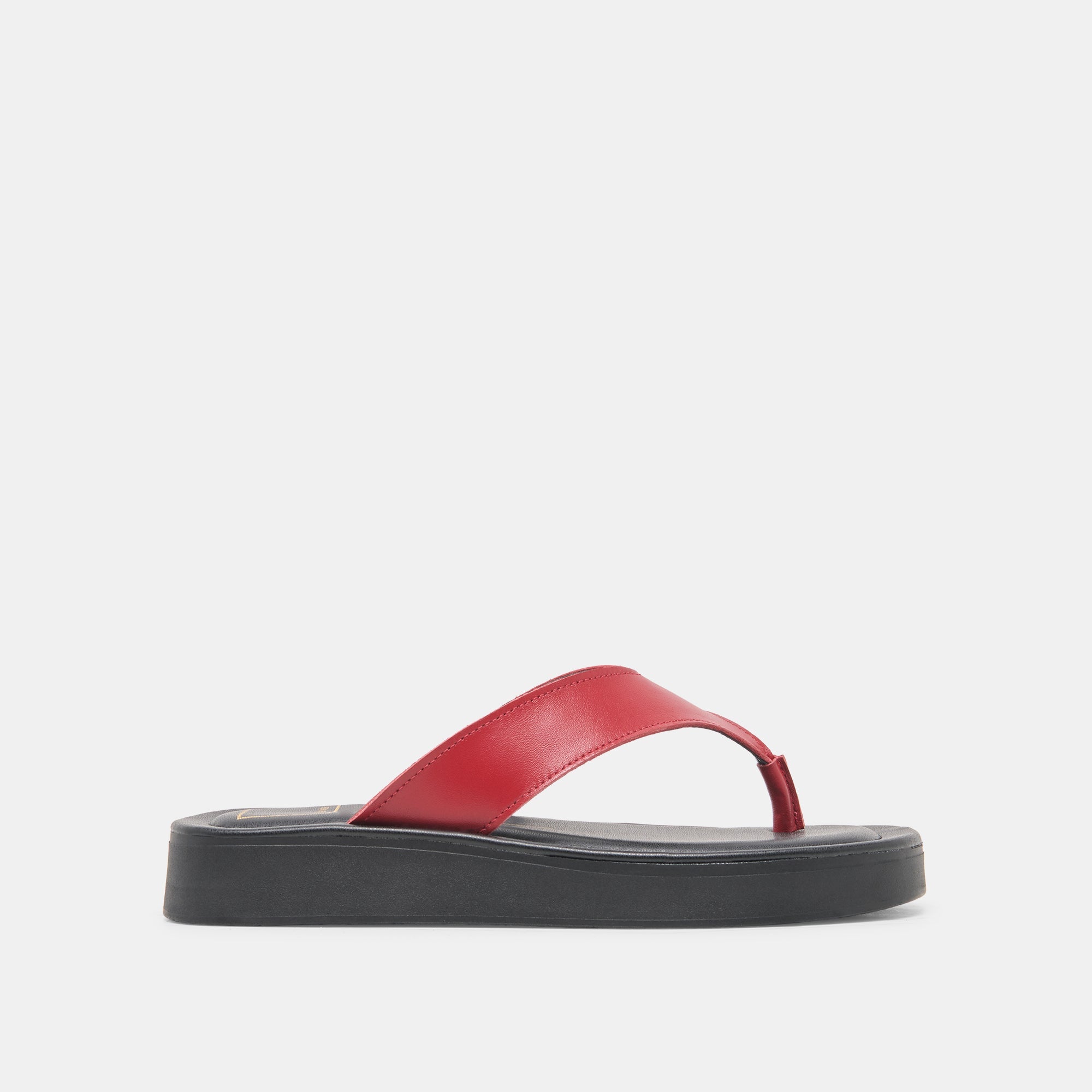 Dolce Vita SHOES | BLAYZE Red Leather Platform Flip-Flop Sandals