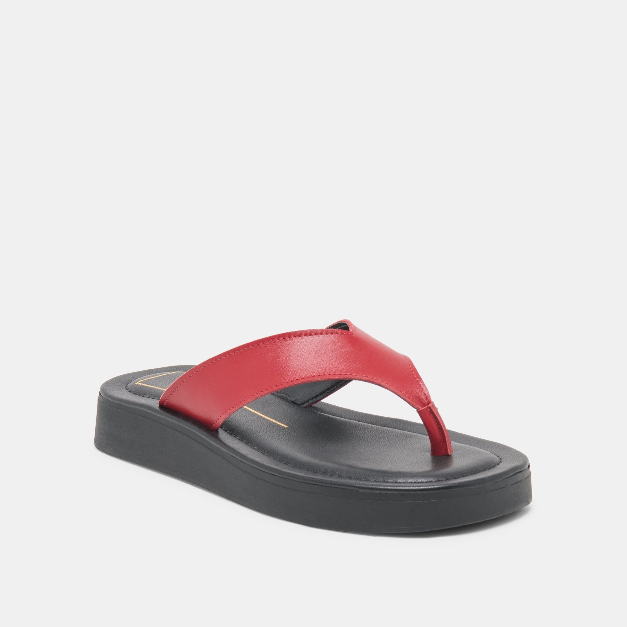 Dolce Vita SHOES | BLAYZE Red Leather Platform Flip-Flop Sandals