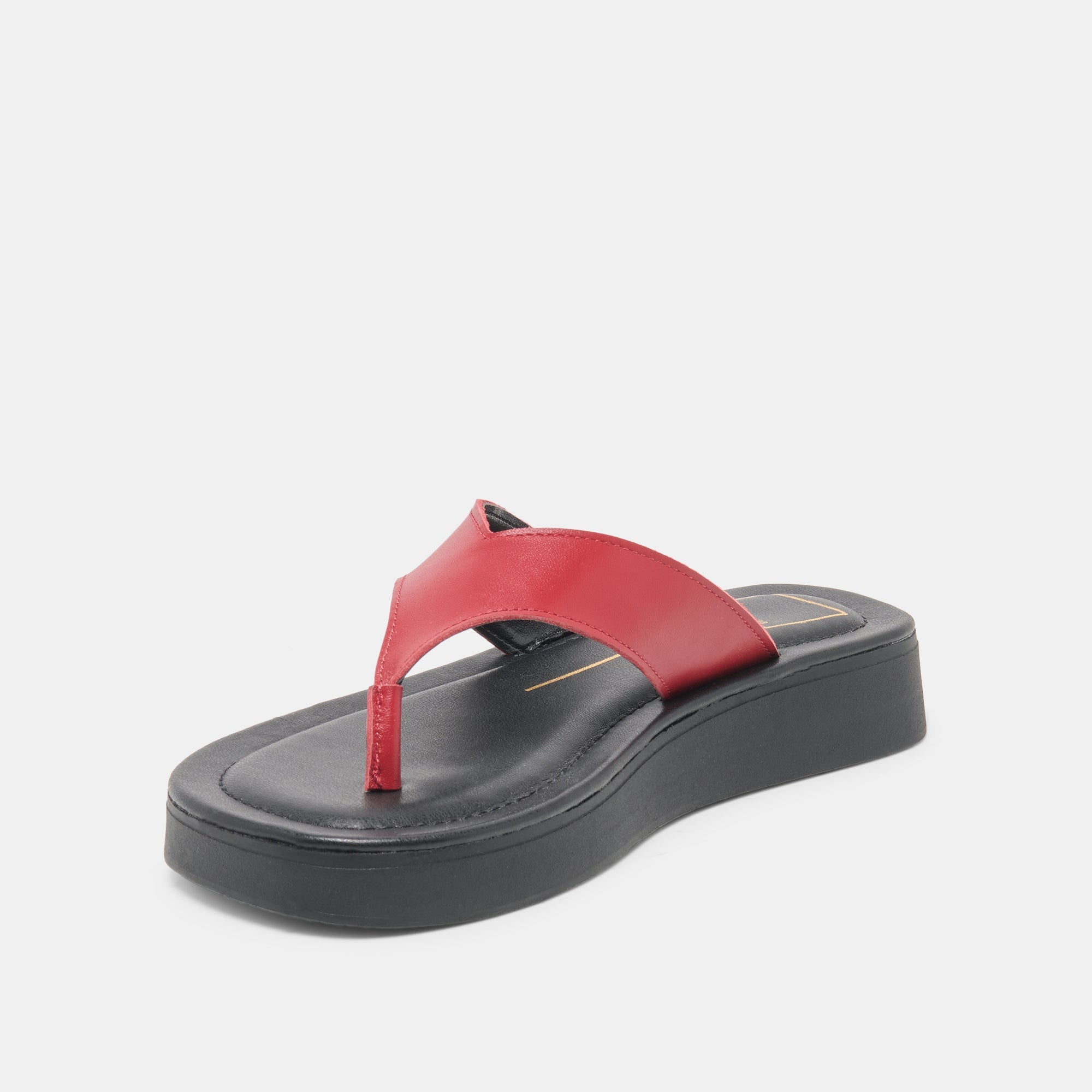 Dolce Vita SHOES | BLAYZE Red Leather Platform Flip-Flop Sandals