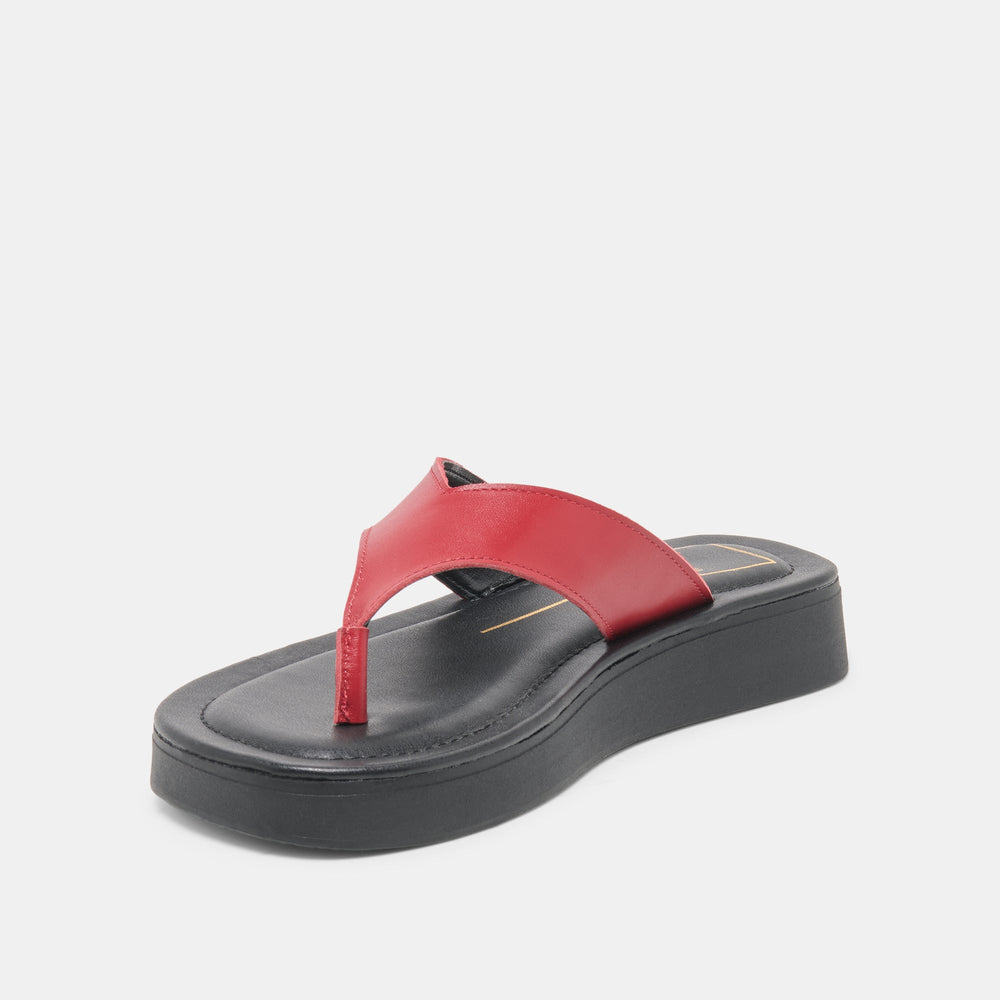 Dolce Vita SHOES | BLAYZE Red Leather Platform Flip-Flop Sandals