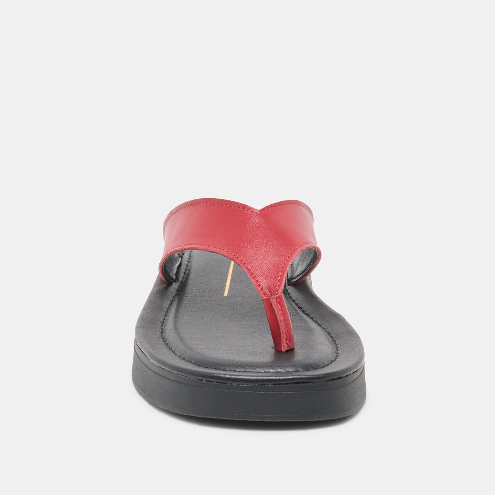 Dolce Vita SHOES | BLAYZE Red Leather Platform Flip-Flop Sandals