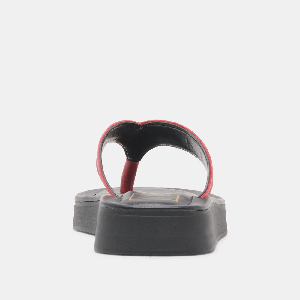 Dolce Vita SHOES | BLAYZE Red Leather Platform Flip-Flop Sandals