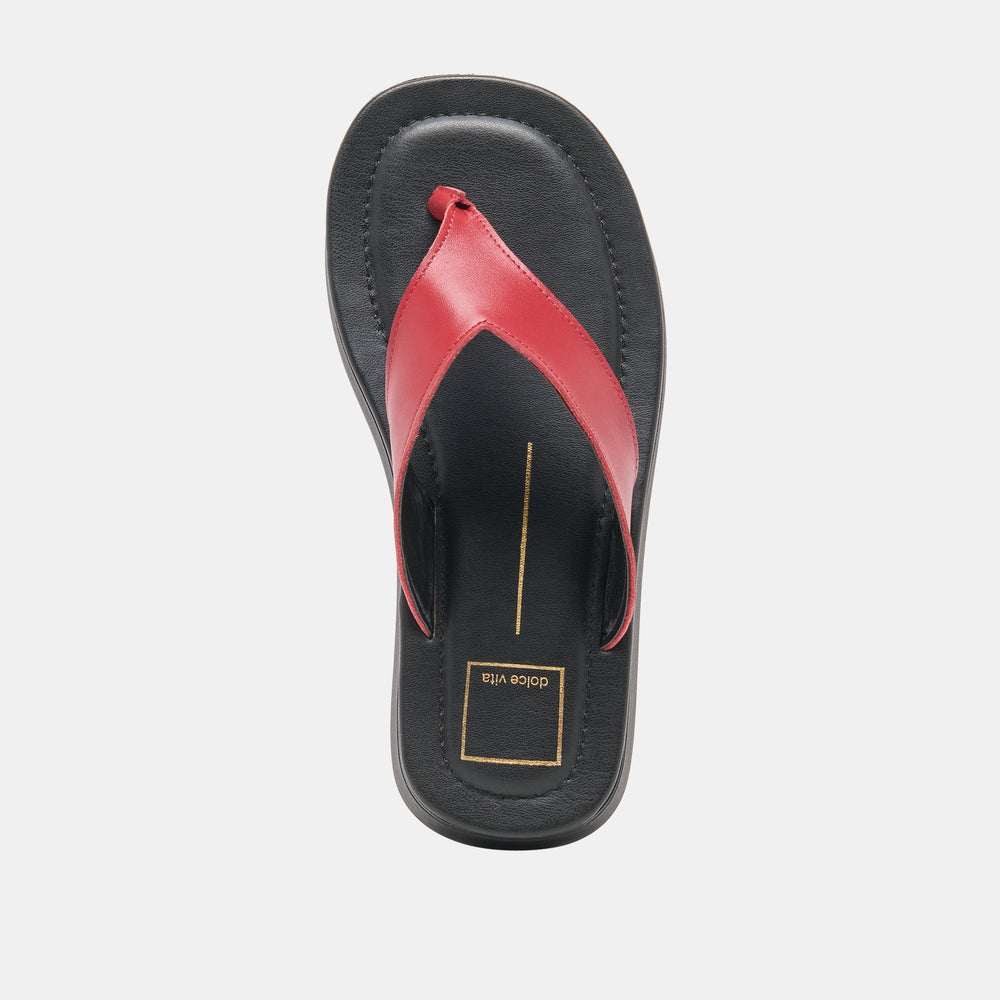Dolce Vita SHOES | BLAYZE Red Leather Platform Flip-Flop Sandals