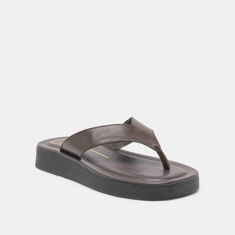 Dolce Vita SHOES | BLAYZE Dk Chocolate Leather Platform Flip-Flop Sandals