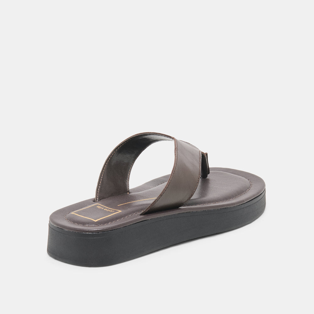Dolce Vita SHOES | BLAYZE Dk Chocolate Leather Platform Flip-Flop Sandals
