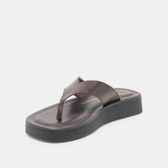 Dolce Vita SHOES | BLAYZE Dk Chocolate Leather Platform Flip-Flop Sandals