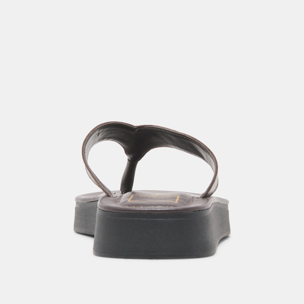 Dolce Vita SHOES | BLAYZE Dk Chocolate Leather Platform Flip-Flop Sandals