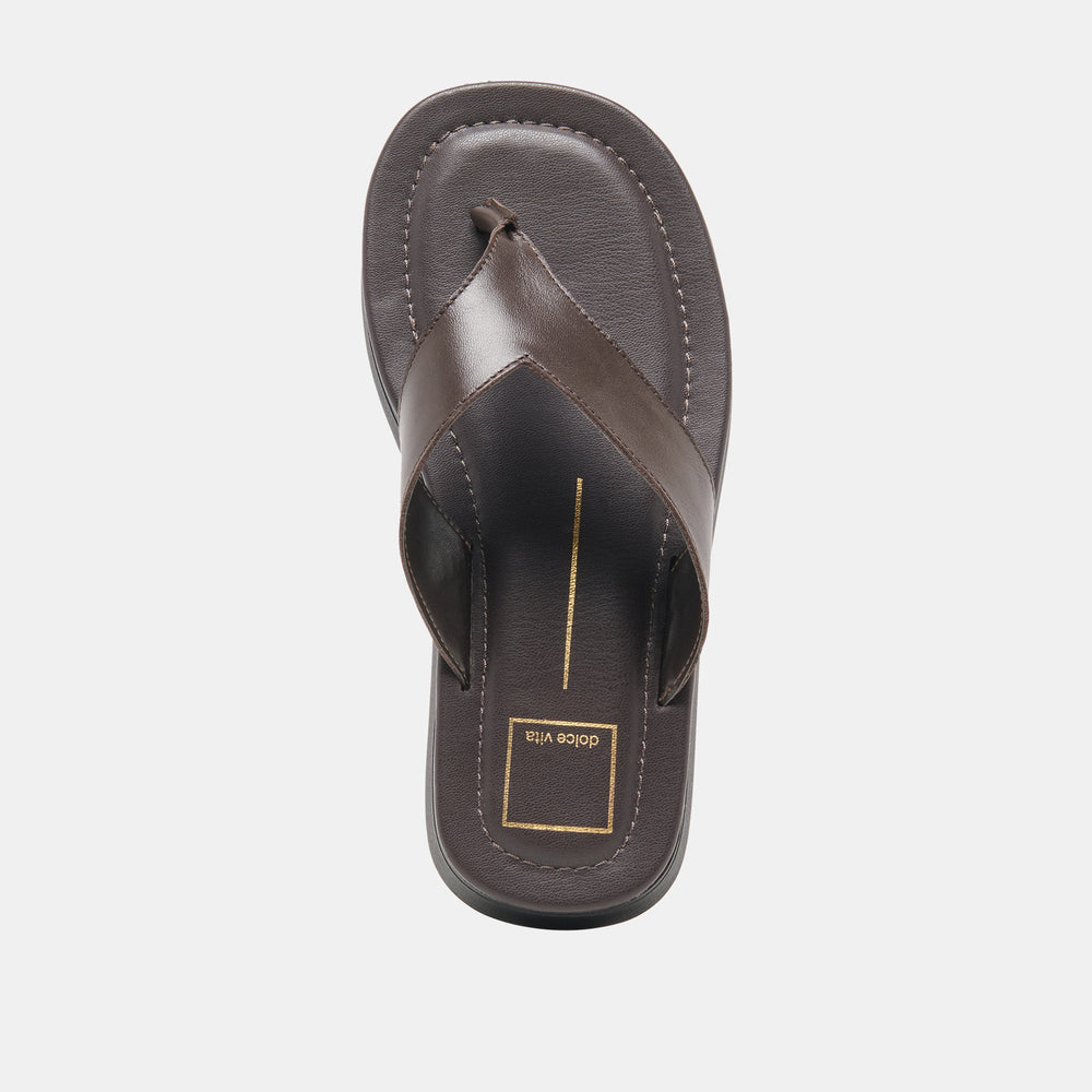 Dolce Vita SHOES | BLAYZE Dk Chocolate Leather Platform Flip-Flop Sandals