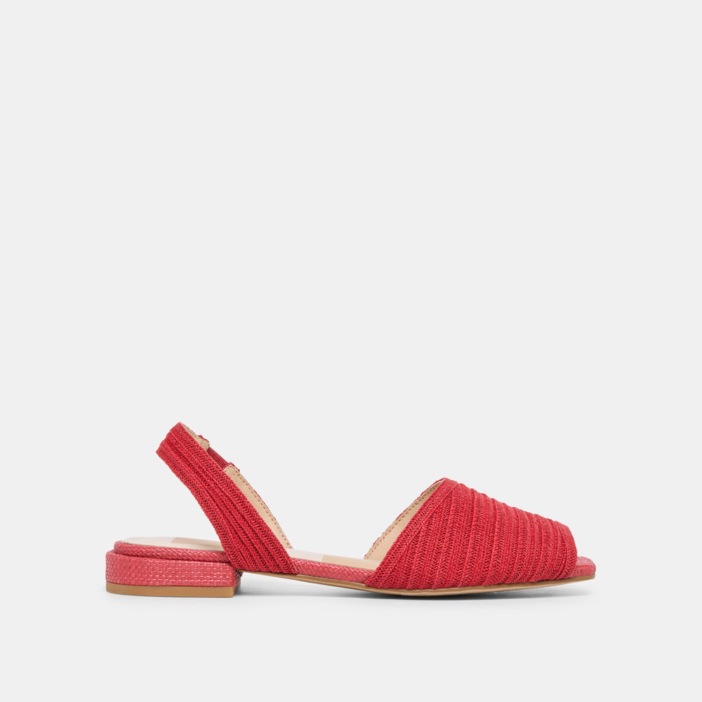Dolce Vita SHOES | MARZY Red Raffia Slingback Peep-Toe Sandals