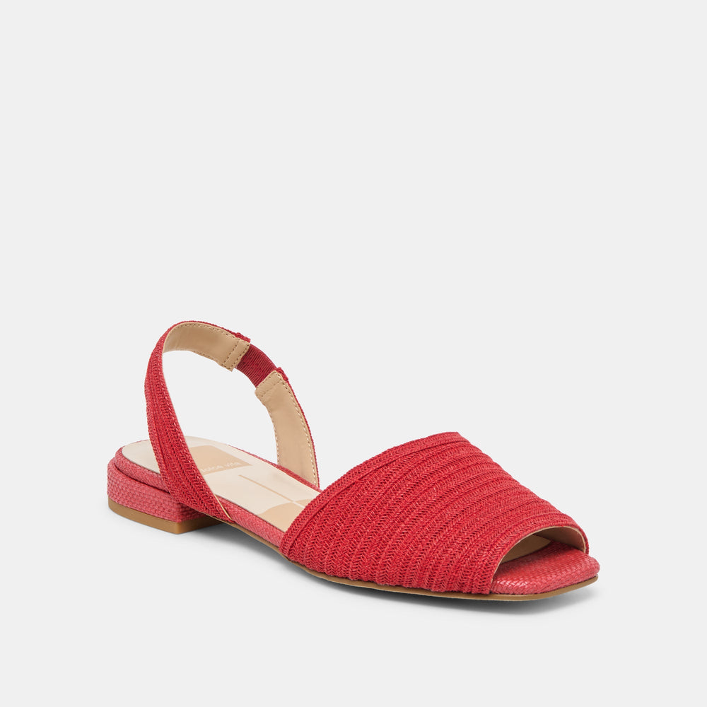 Dolce Vita SHOES | MARZY Red Raffia Slingback Peep-Toe Sandals
