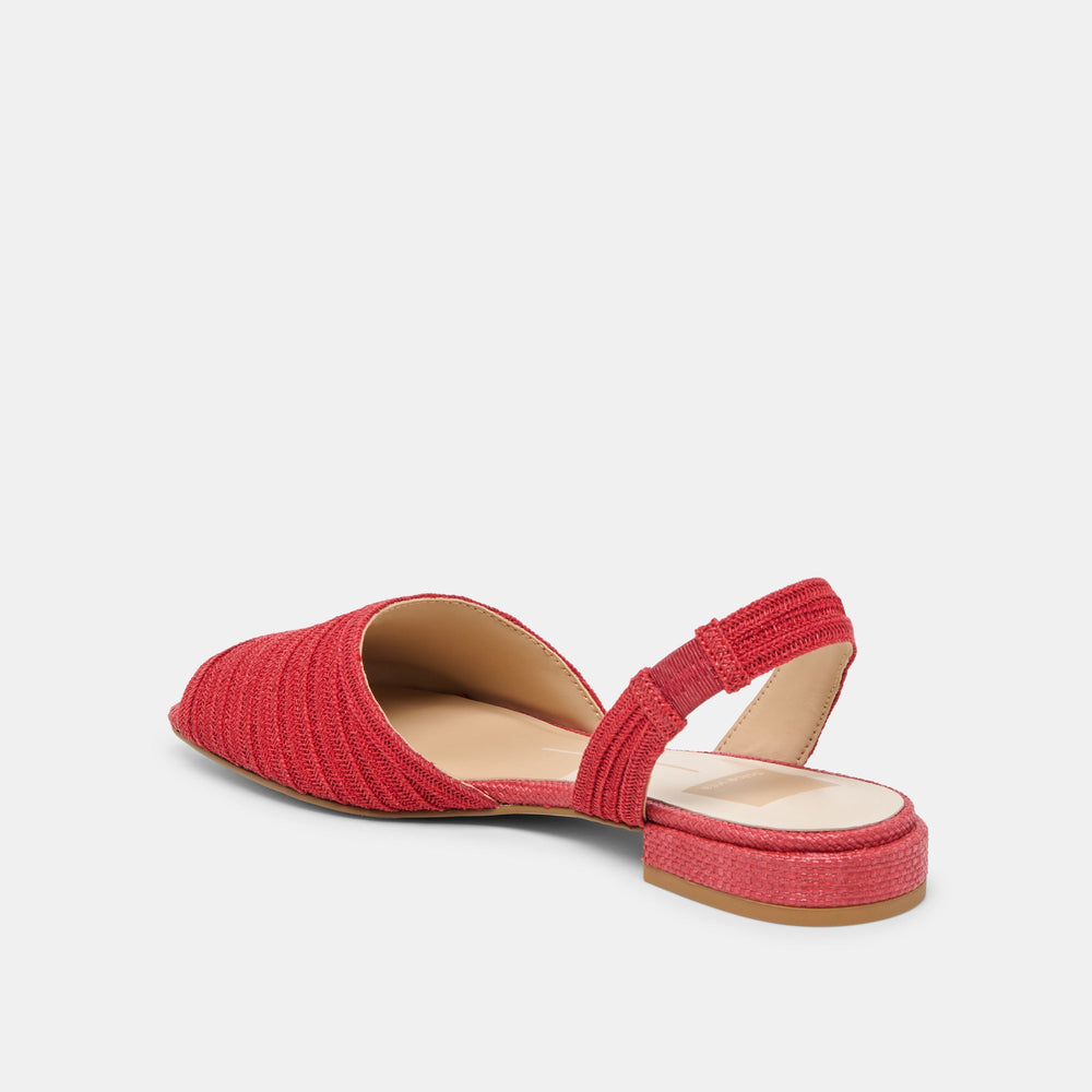 Dolce Vita SHOES | MARZY Red Raffia Slingback Peep-Toe Sandals