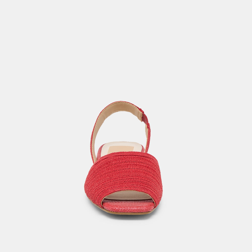 Dolce Vita SHOES | MARZY Red Raffia Slingback Peep-Toe Sandals