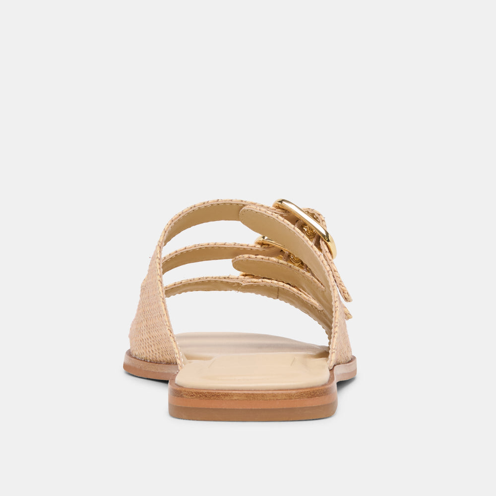 Dolce Vita SHOES | FIN Sand Raffia Open-Toe Slide Sandals