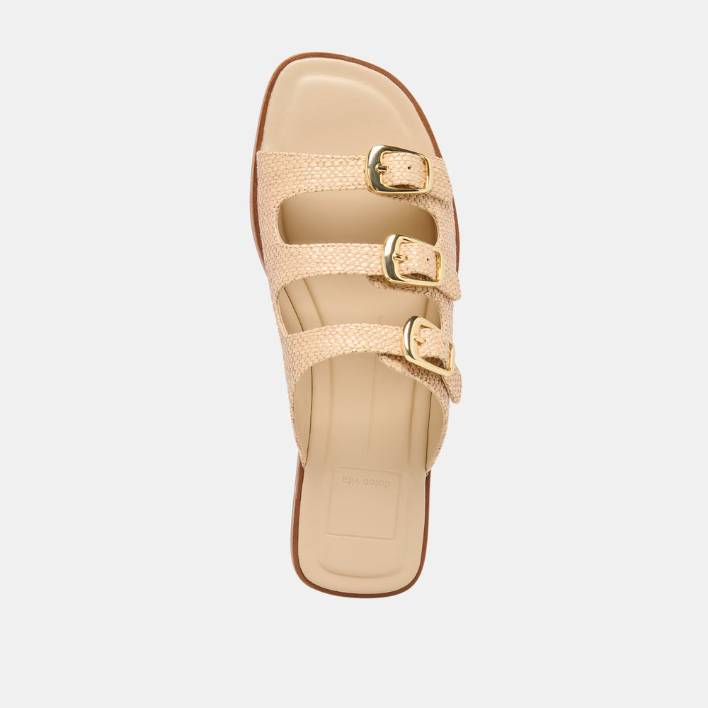 Dolce Vita SHOES | FIN Sand Raffia Open-Toe Slide Sandals