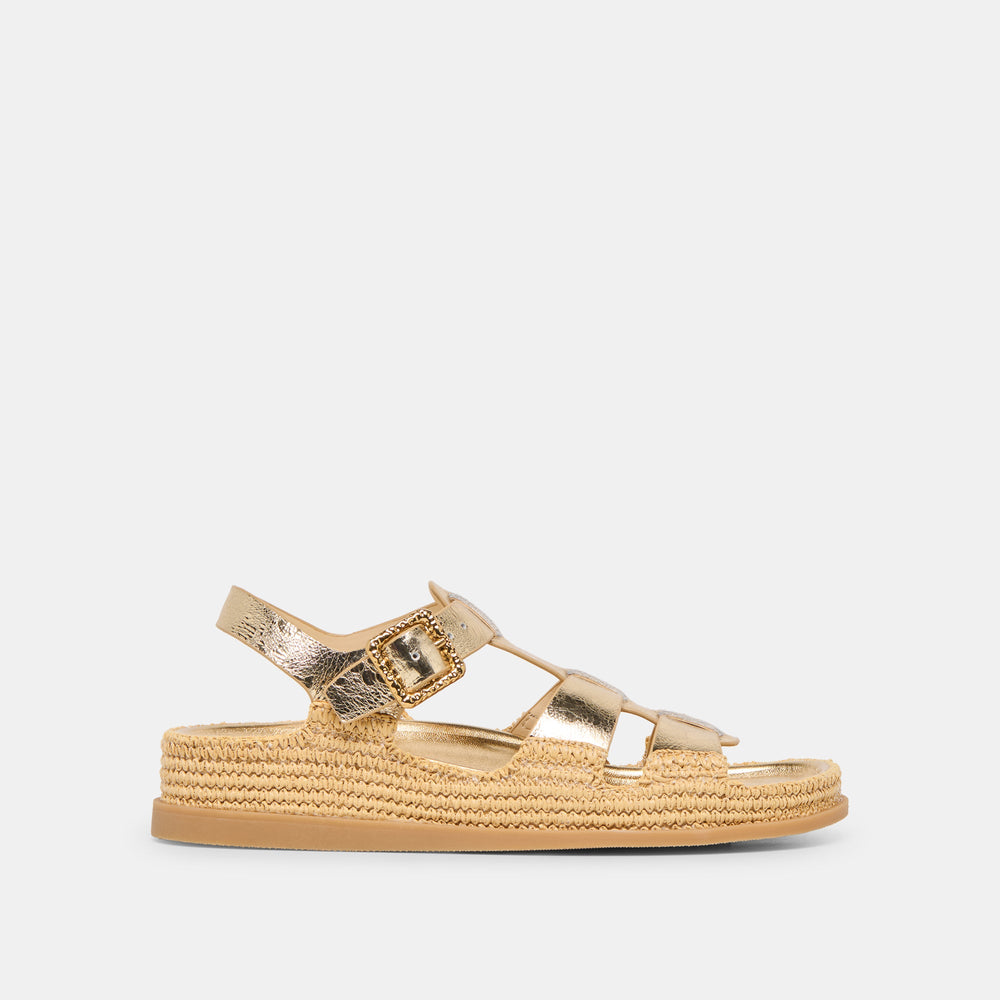 Dolce Vita SHOES | Shenna Gold Distressed Leather Sandals