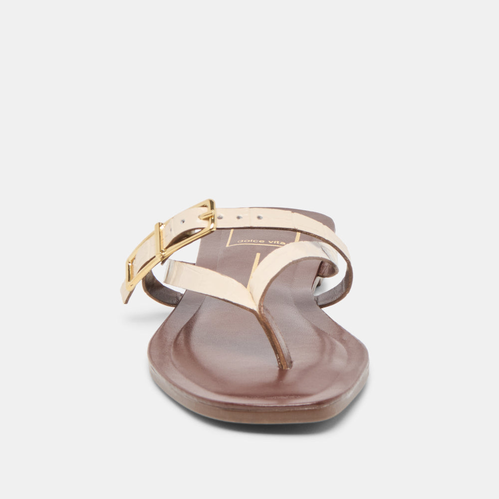 Dolce Vita SHOES | Piers Beige Croco Embossed Leather Sandals