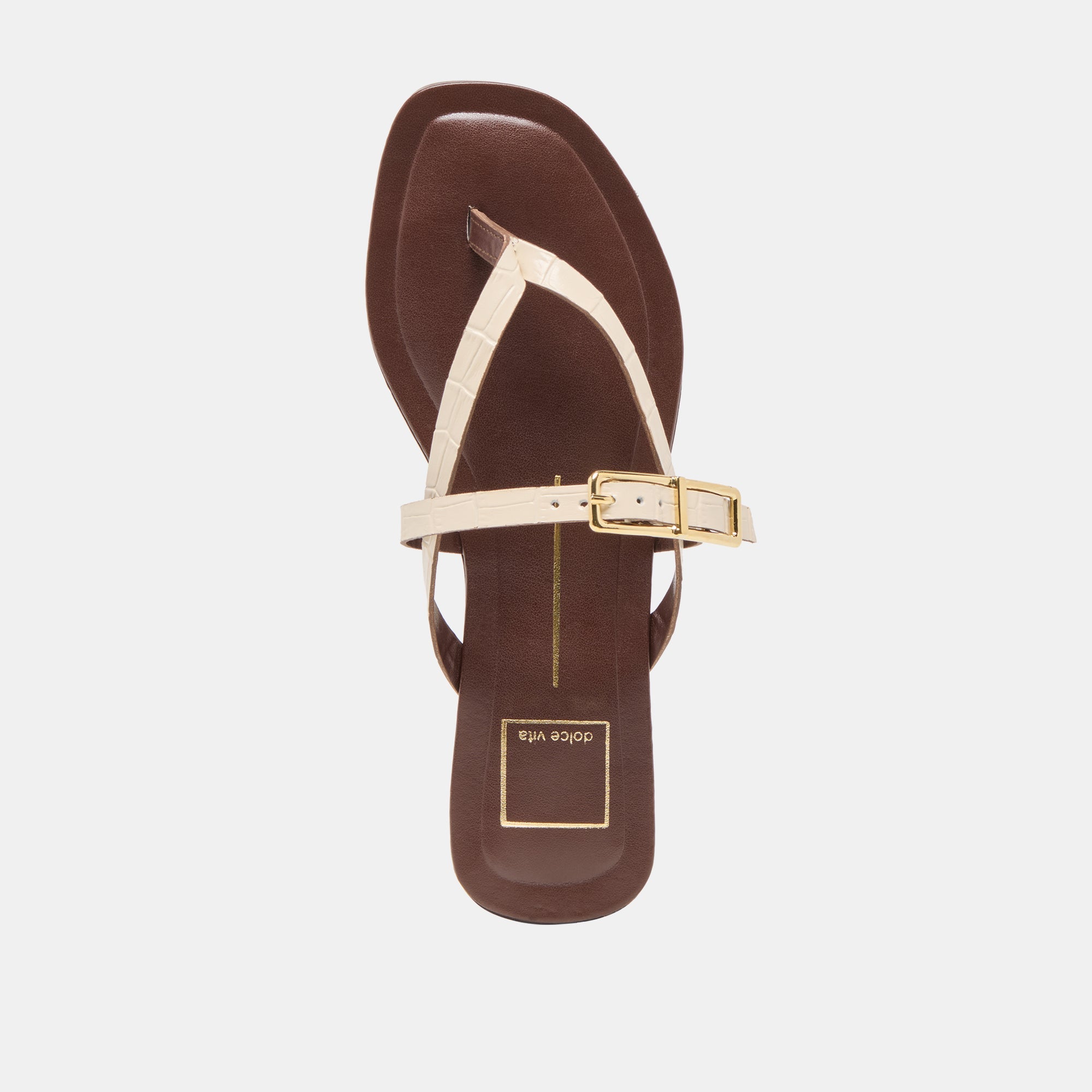 Dolce Vita SHOES | Piers Beige Croco Embossed Leather Sandals