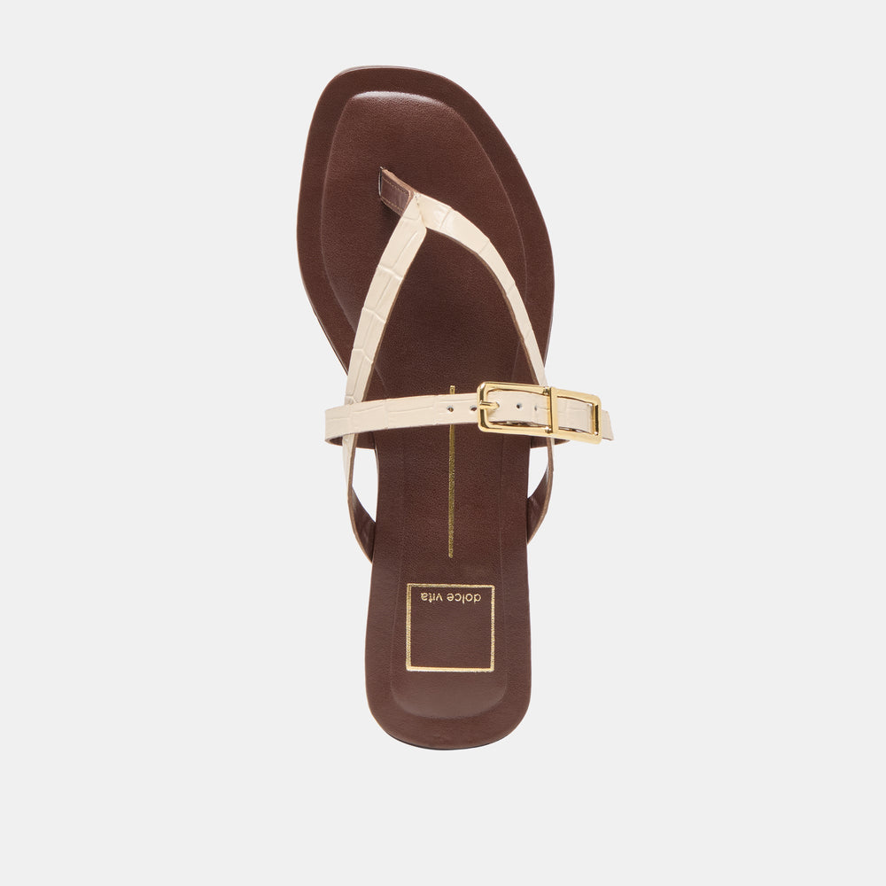 Dolce Vita SHOES | Piers Beige Croco Embossed Leather Sandals