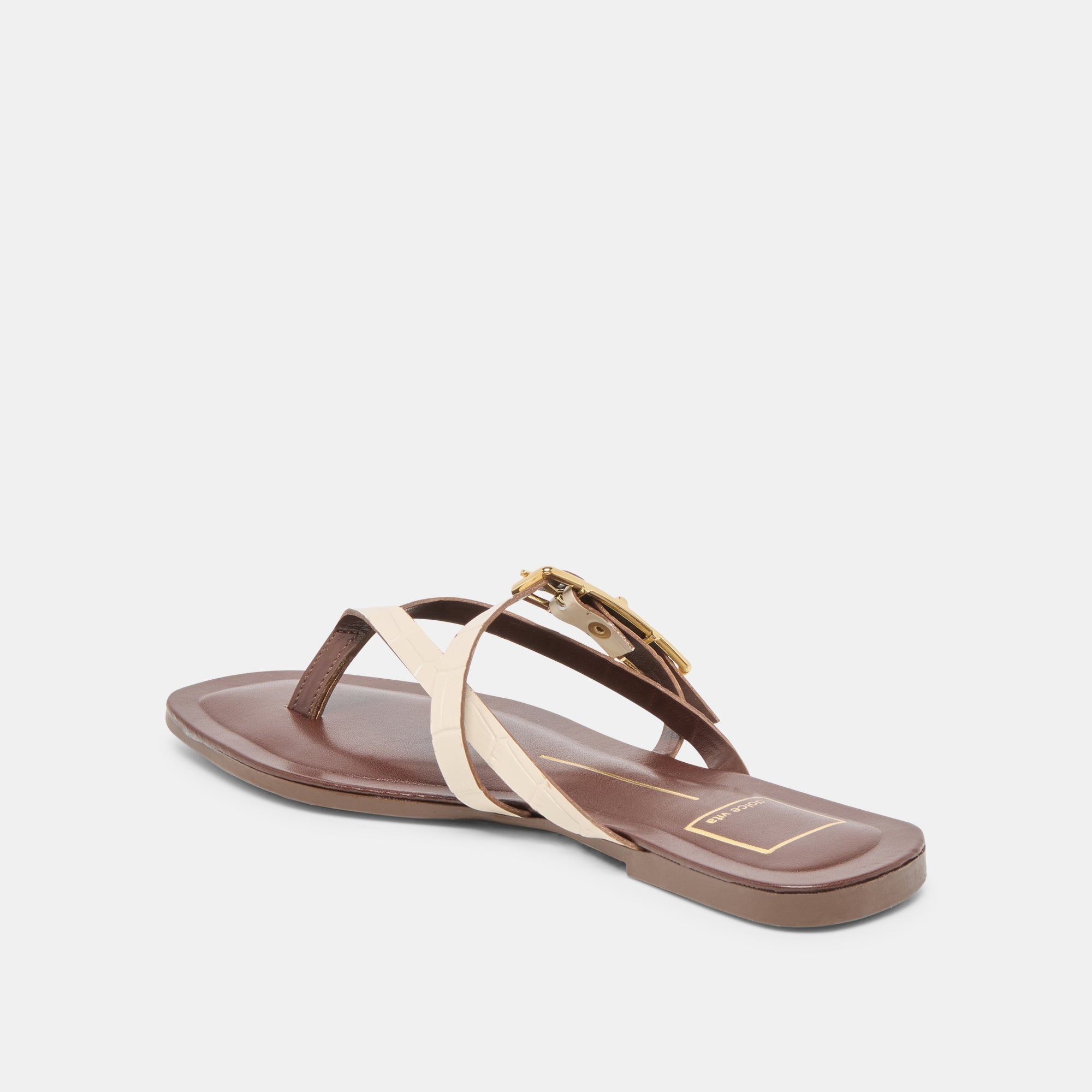 Dolce Vita SHOES | Piers Beige Croco Embossed Leather Sandals