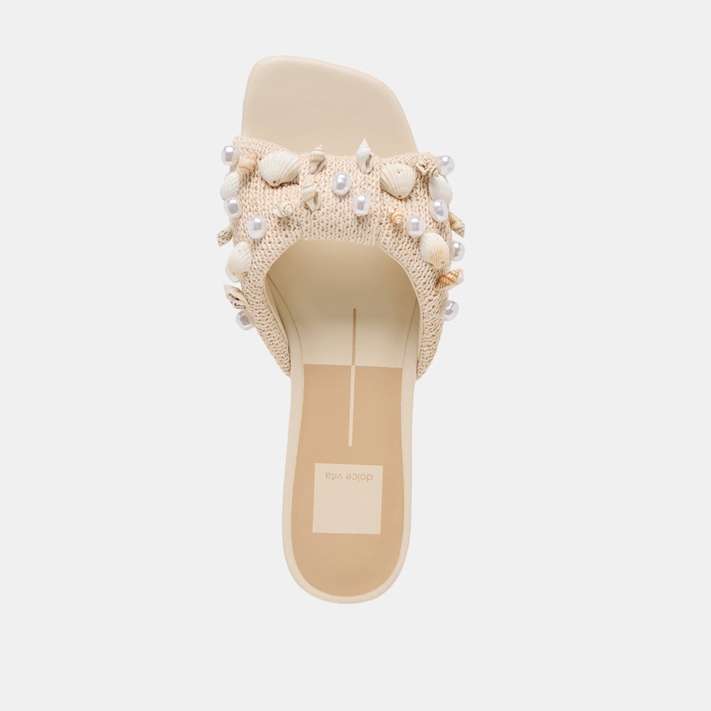 Dolce Vita SHOES | Lizza Oatmeal Beaded Raffia Sandals