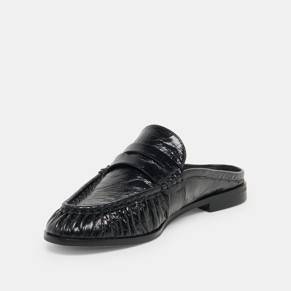 Dolce Vita SHOES | BETZY Midnight Crinkle Patent Closed-Toe Slip-On Loafers