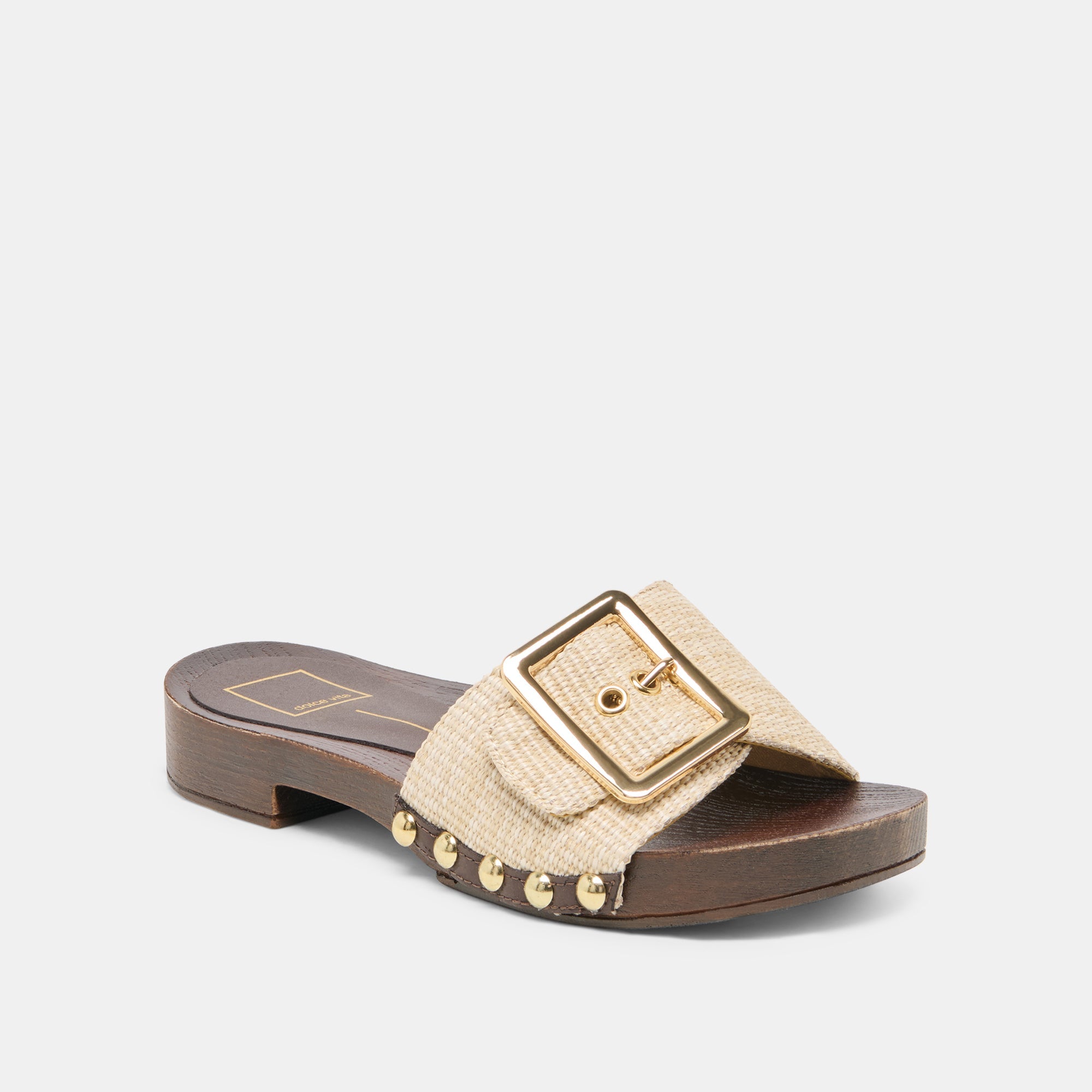 Dolce Vita SHOES | SHERY Natural Raffia Open-Toe Buckle Wood Sole Sandals