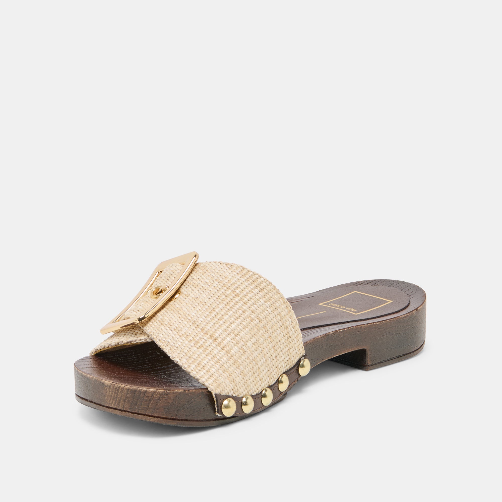 Dolce Vita SHOES | SHERY Natural Raffia Open-Toe Buckle Wood Sole Sandals
