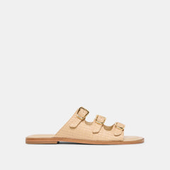 Dolce Vita SHOES | FIN Sand Raffia Open-Toe Slide Sandals