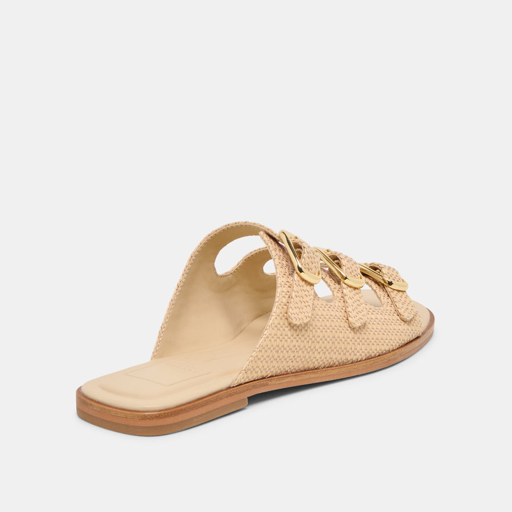Dolce Vita SHOES | FIN Sand Raffia Open-Toe Slide Sandals