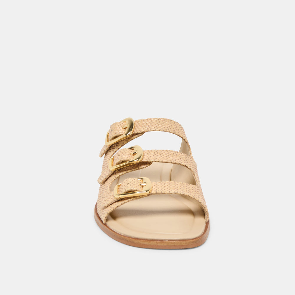 Dolce Vita SHOES | FIN Sand Raffia Open-Toe Slide Sandals