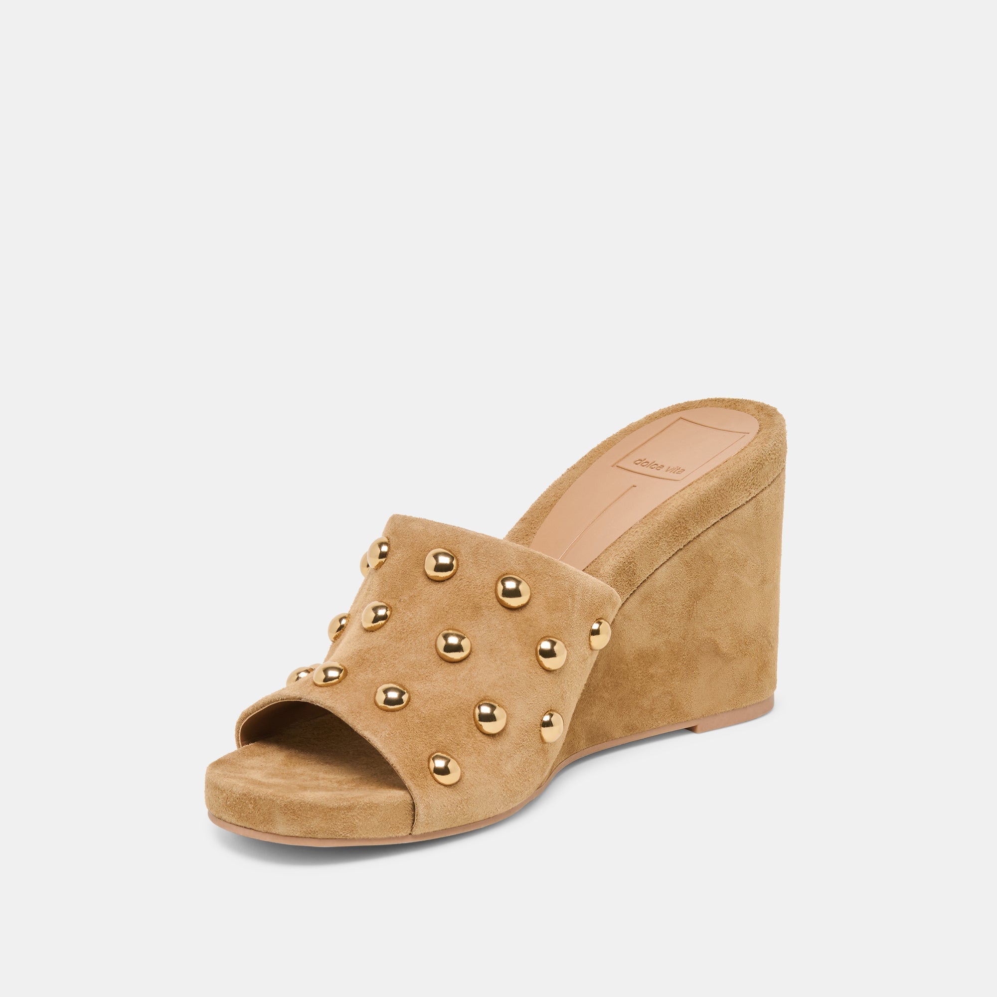 Dolce Vita SHOES | Holta Stud Lt Brown Suede Wedges