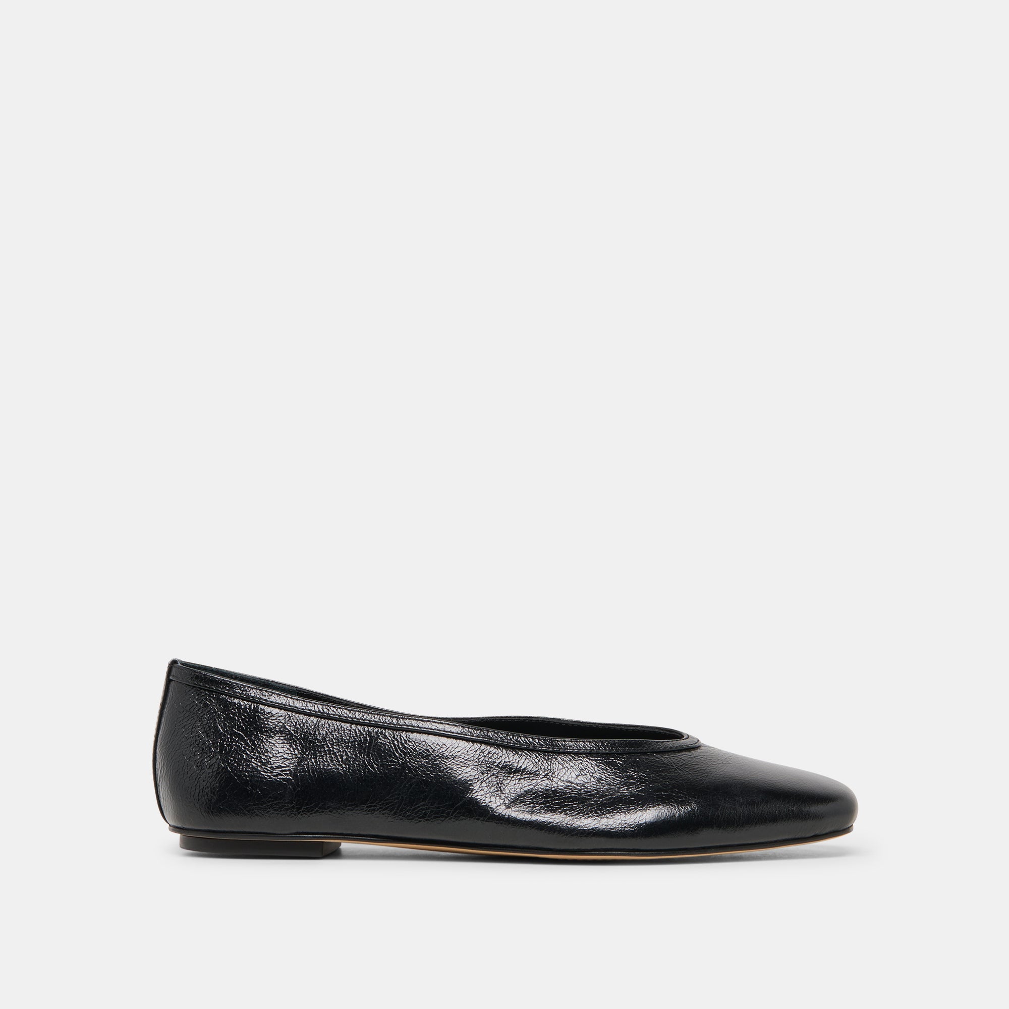 Dolce Vita SHOES | CARET Black Leather Pointed-Toe Ballet Flats