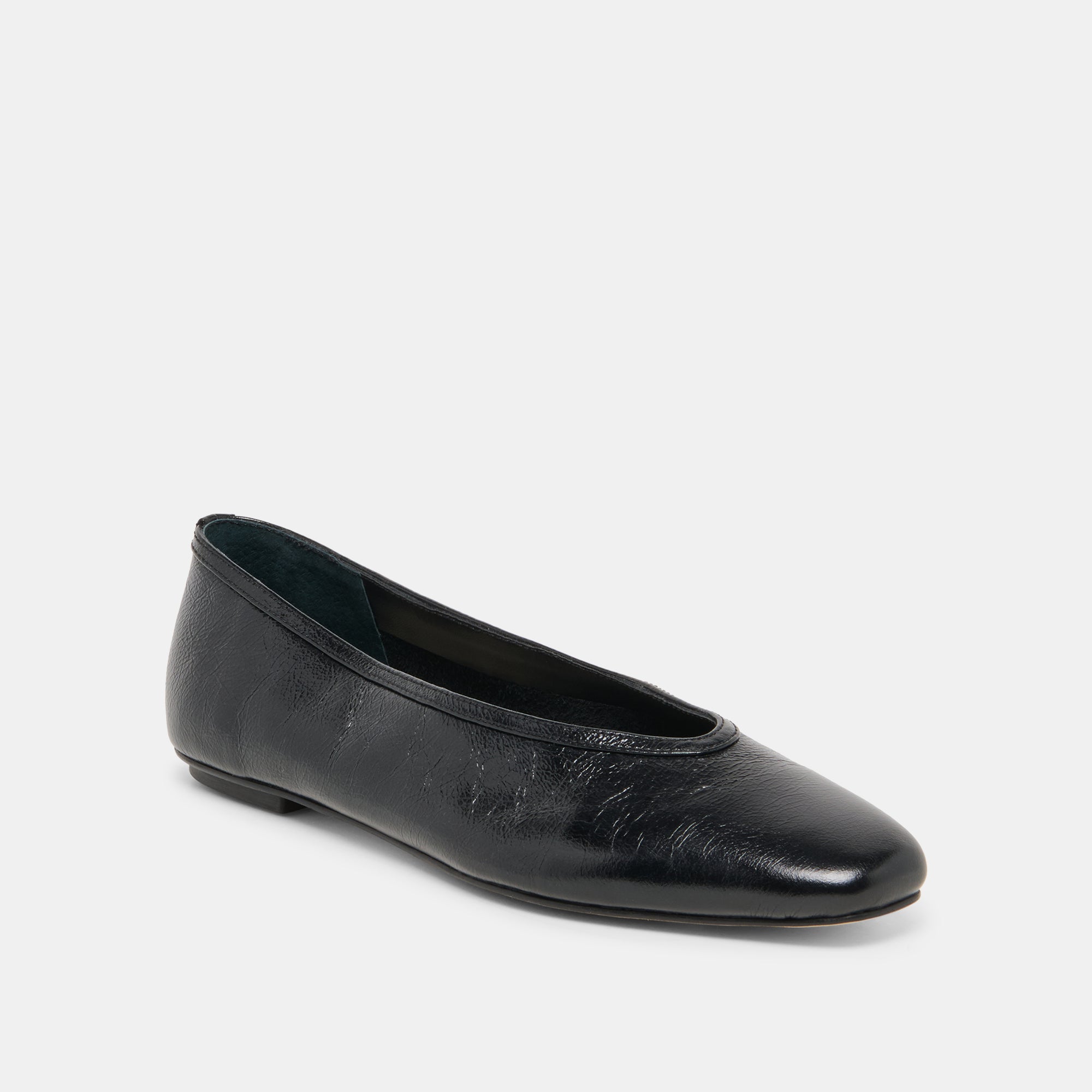 Dolce Vita SHOES | CARET Black Leather Pointed-Toe Ballet Flats