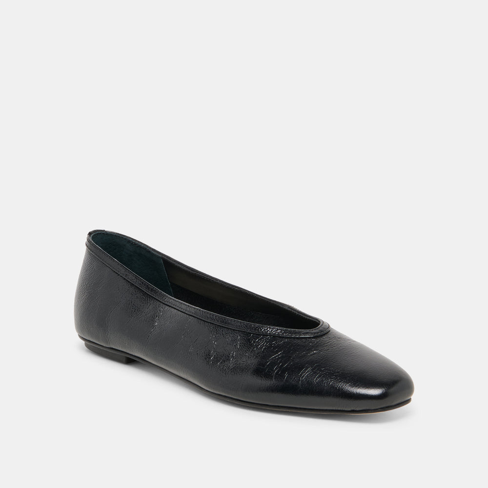Dolce Vita SHOES | CARET Black Leather Pointed-Toe Ballet Flats