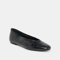 Dolce Vita SHOES | CARET Black Leather Pointed-Toe Ballet Flats