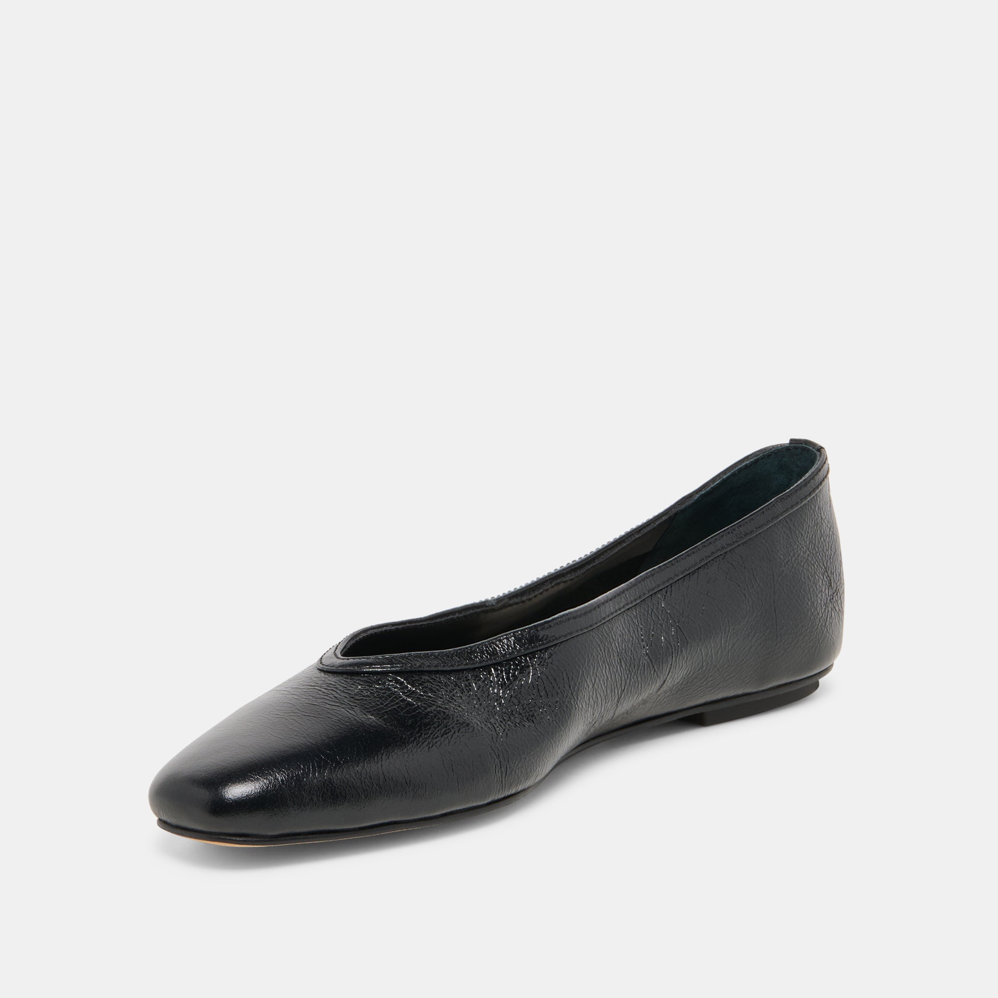 Dolce Vita SHOES | CARET Black Leather Pointed-Toe Ballet Flats