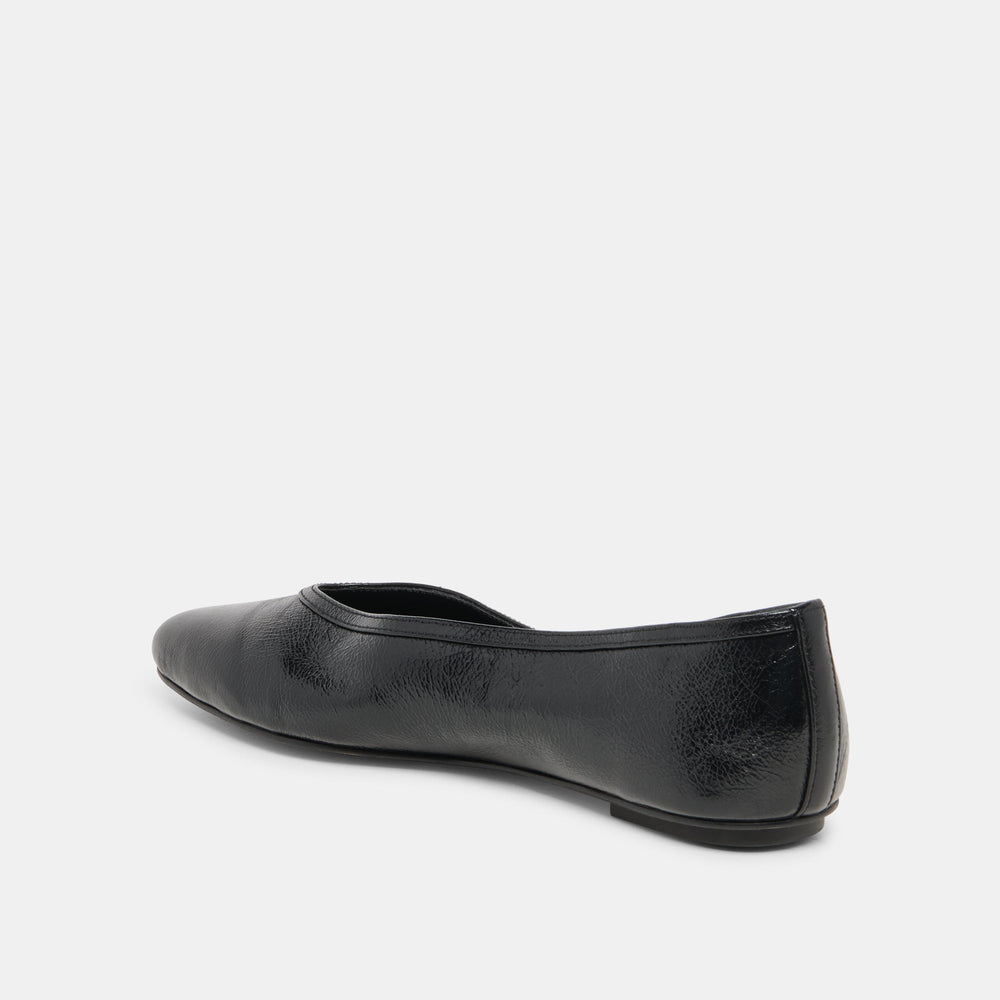 Dolce Vita SHOES | CARET Black Leather Pointed-Toe Ballet Flats