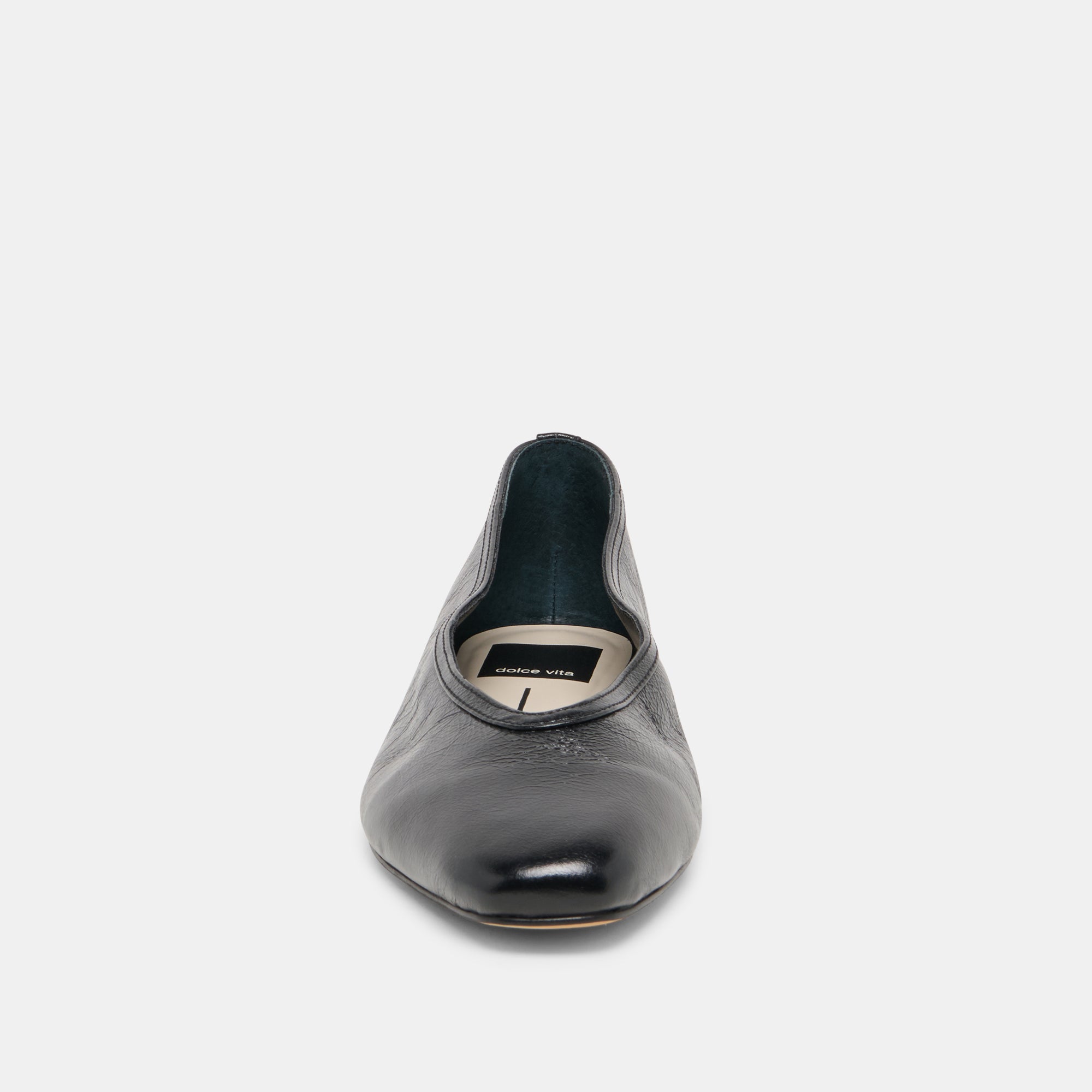 Dolce Vita SHOES | CARET Black Leather Pointed-Toe Ballet Flats