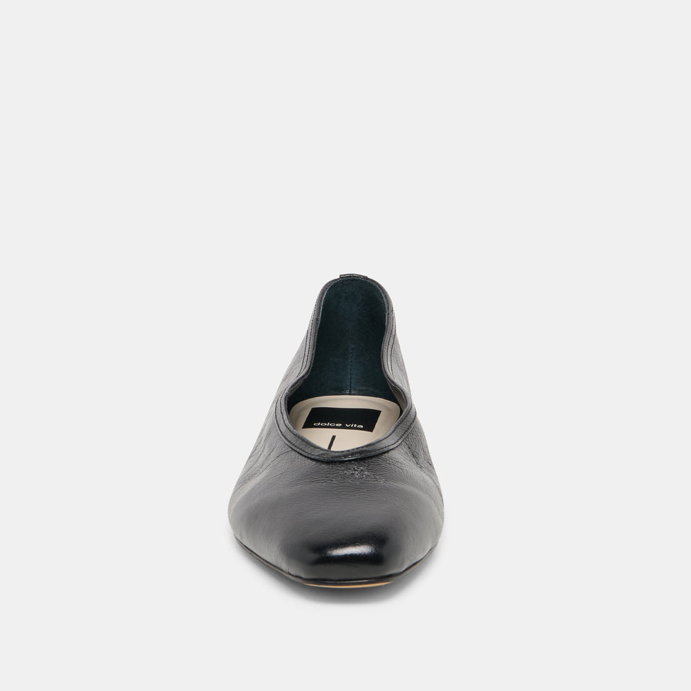 Dolce Vita SHOES | CARET Black Leather Pointed-Toe Ballet Flats
