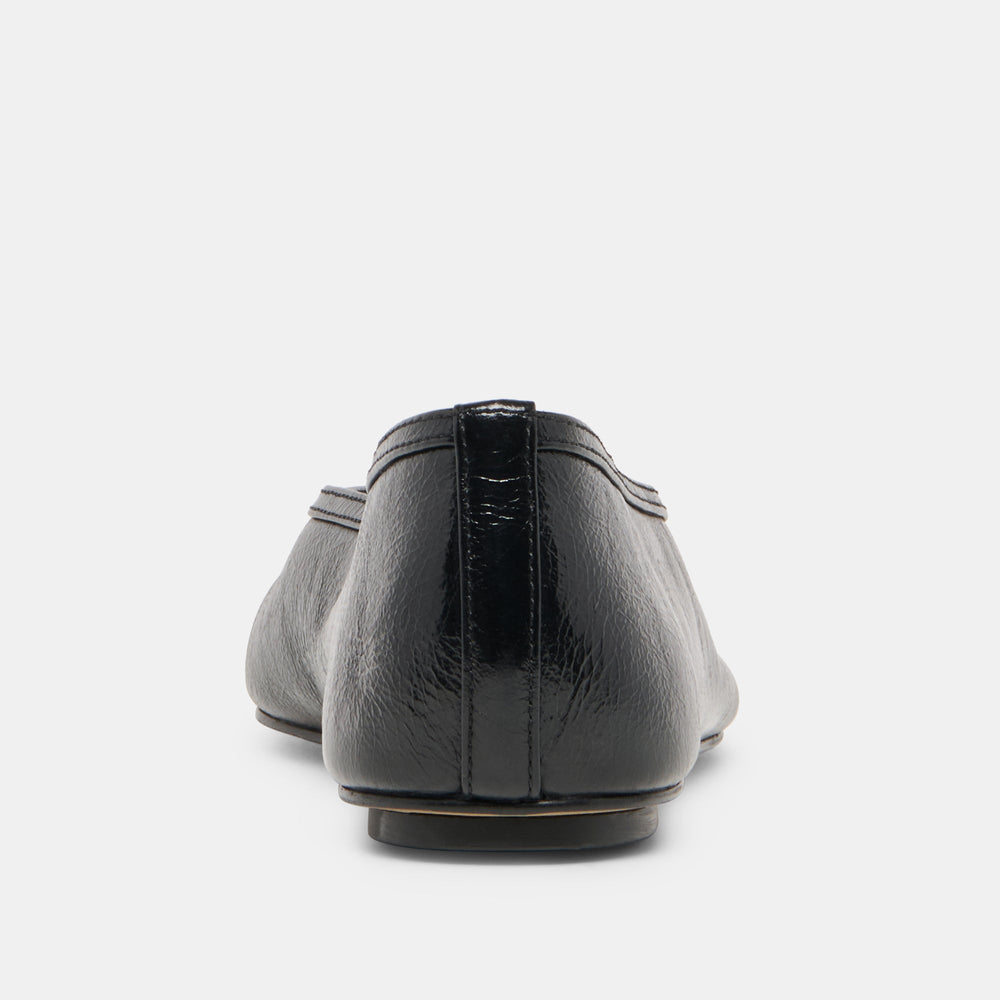 Dolce Vita SHOES | CARET Black Leather Pointed-Toe Ballet Flats
