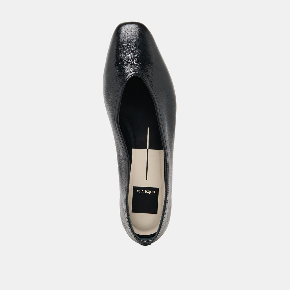 Dolce Vita SHOES | CARET Black Leather Pointed-Toe Ballet Flats