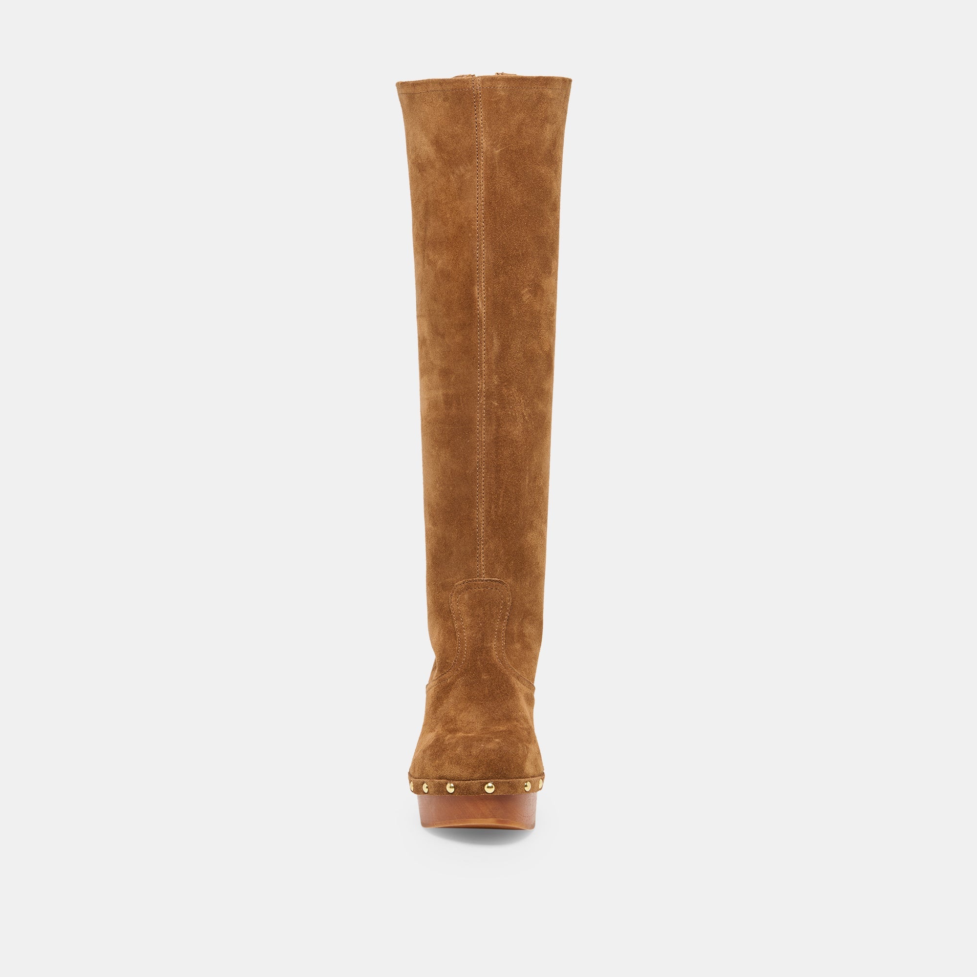 Dolce Vita SHOES | JENNY Chestnut Suede Knee-High Platform Wood Sole Boots