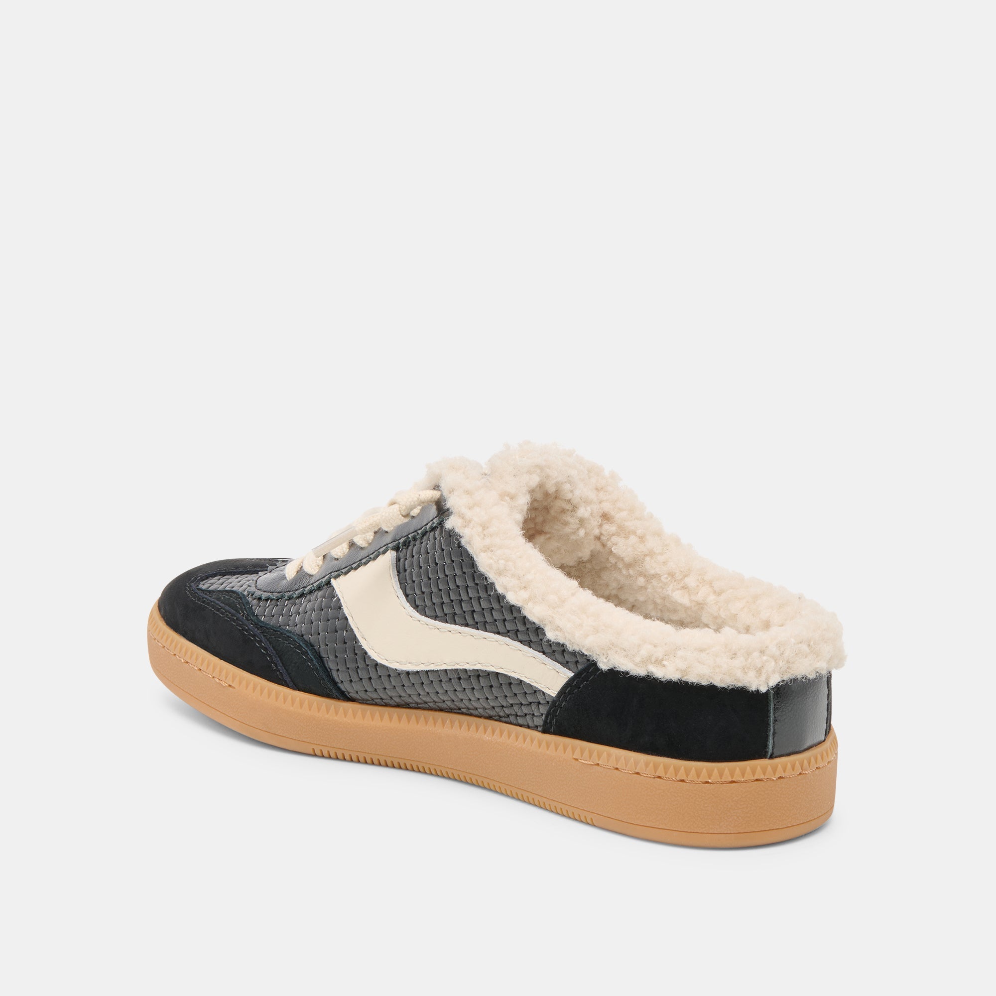 Dolce Vita SHOES | Notice Slide Plush Black Woven Leather Sneakers