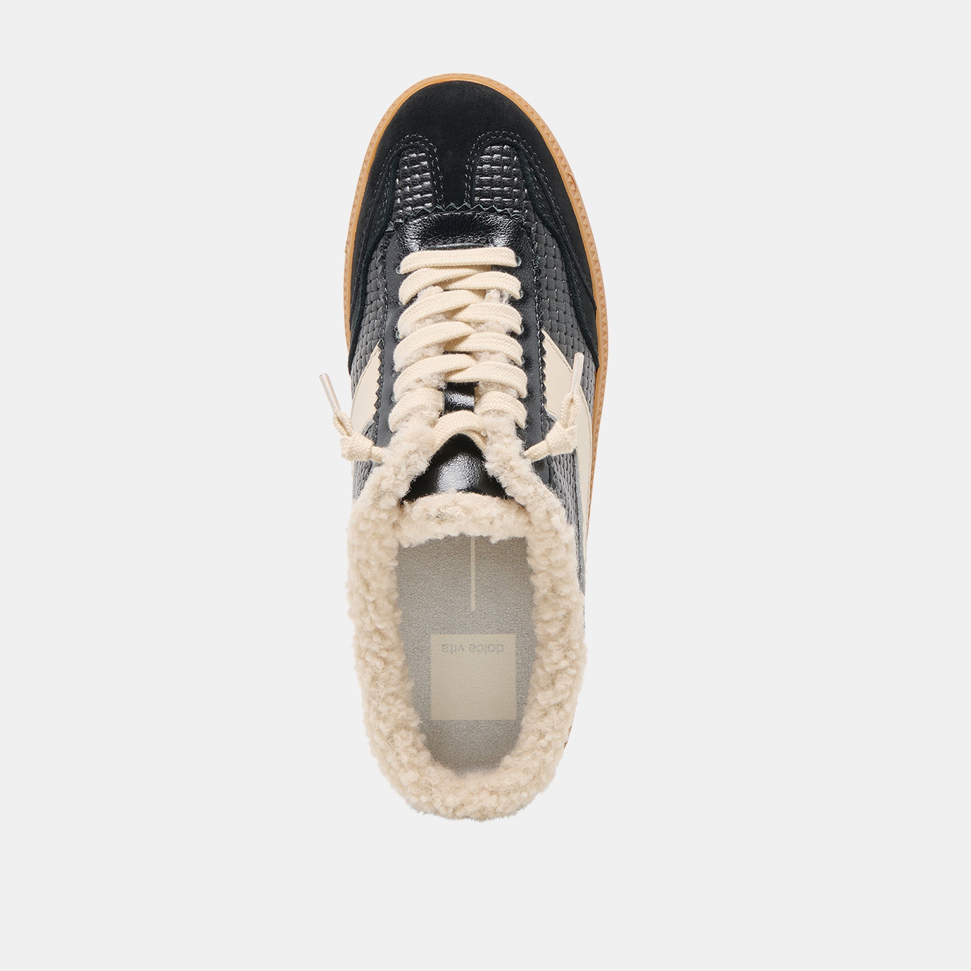 Dolce Vita SHOES | Notice Slide Plush Black Woven Leather Sneakers