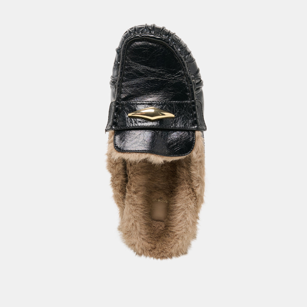 Dolce Vita SHOES | Jodero Plush Black Leather Flats