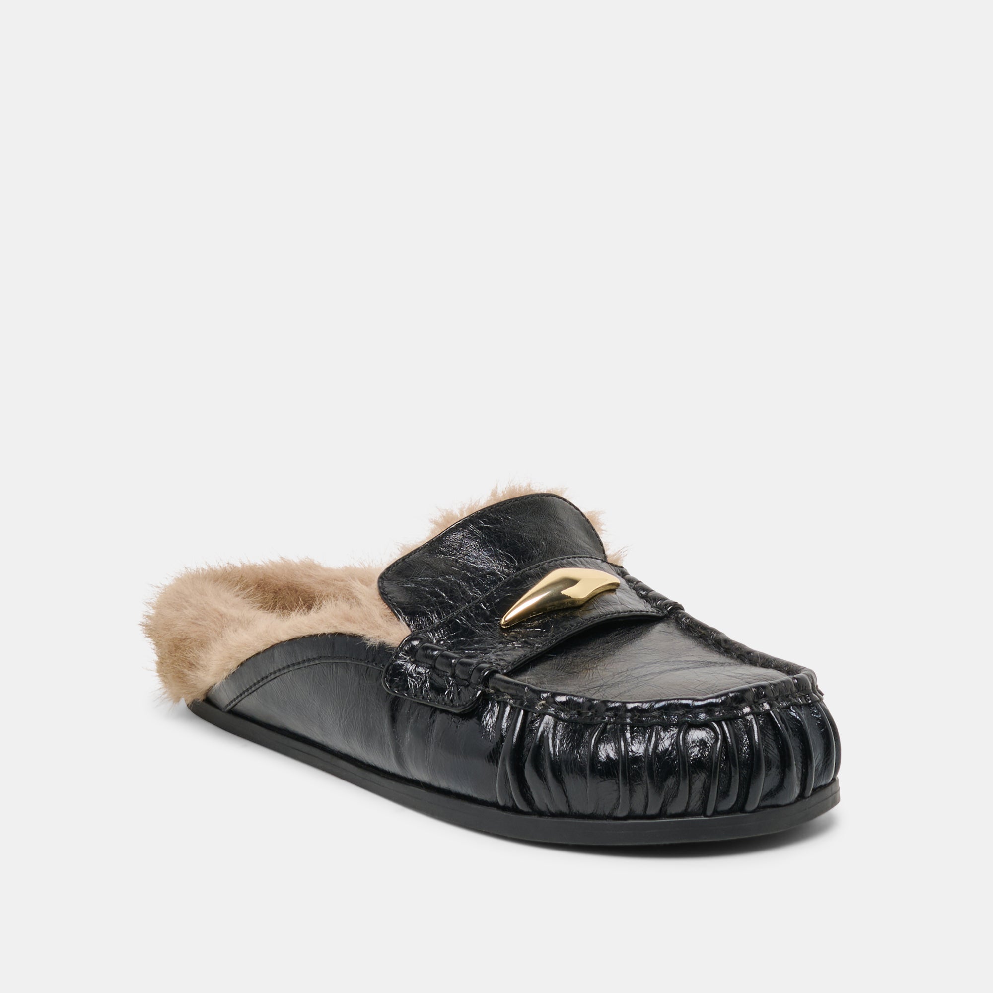 Dolce Vita SHOES | Jodero Plush Black Leather Flats