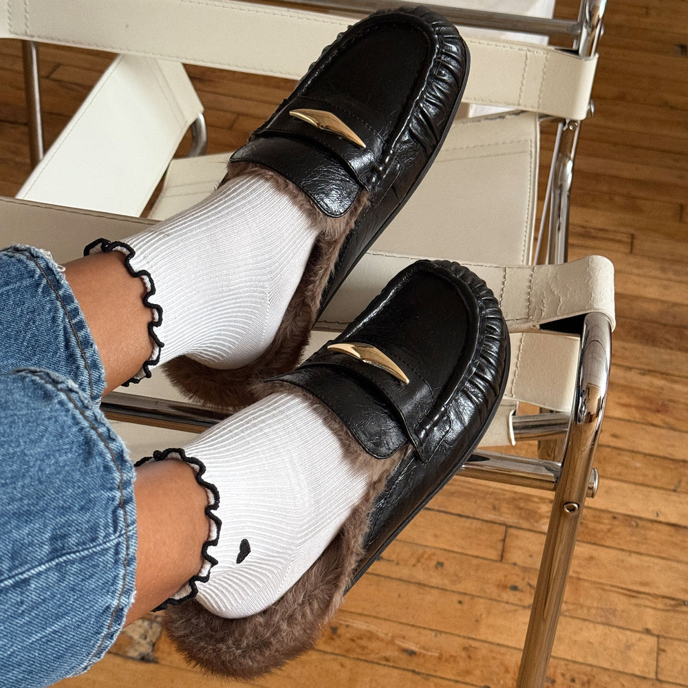 Dolce Vita SHOES | Jodero Plush Black Leather Flats