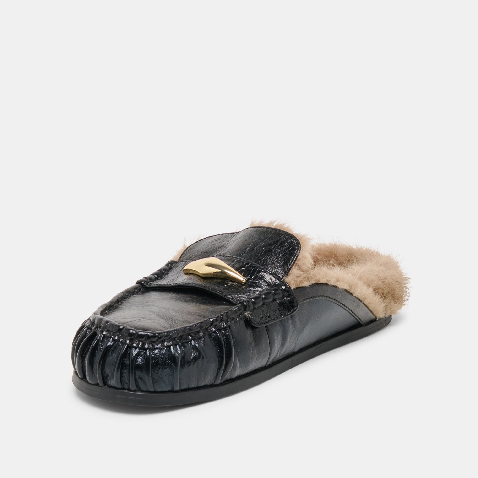 Dolce Vita SHOES | Jodero Plush Black Leather Flats