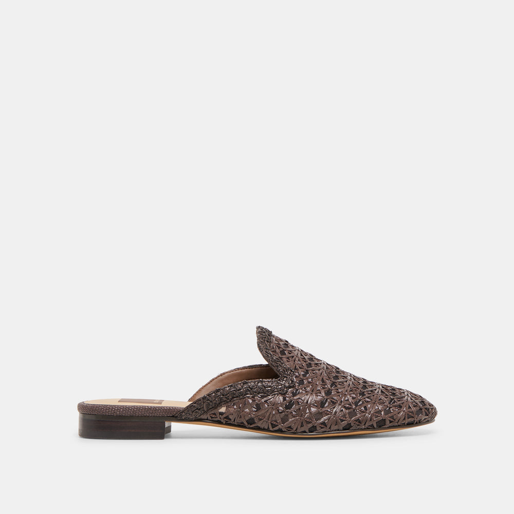 Dolce Vita SHOES | Kirt Chocolate Cross Hatch Raffia Flats