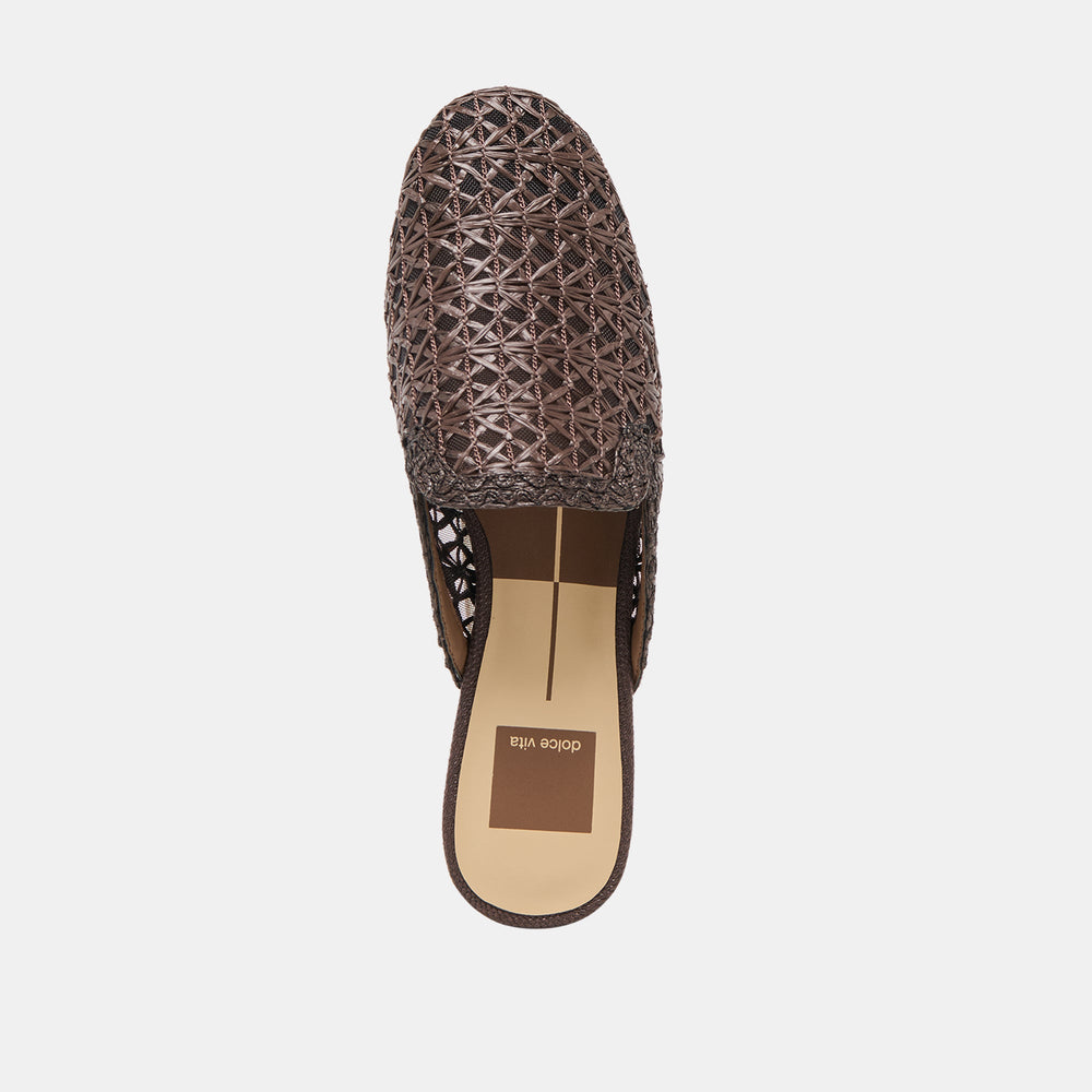 Dolce Vita SHOES | Kirt Chocolate Cross Hatch Raffia Flats